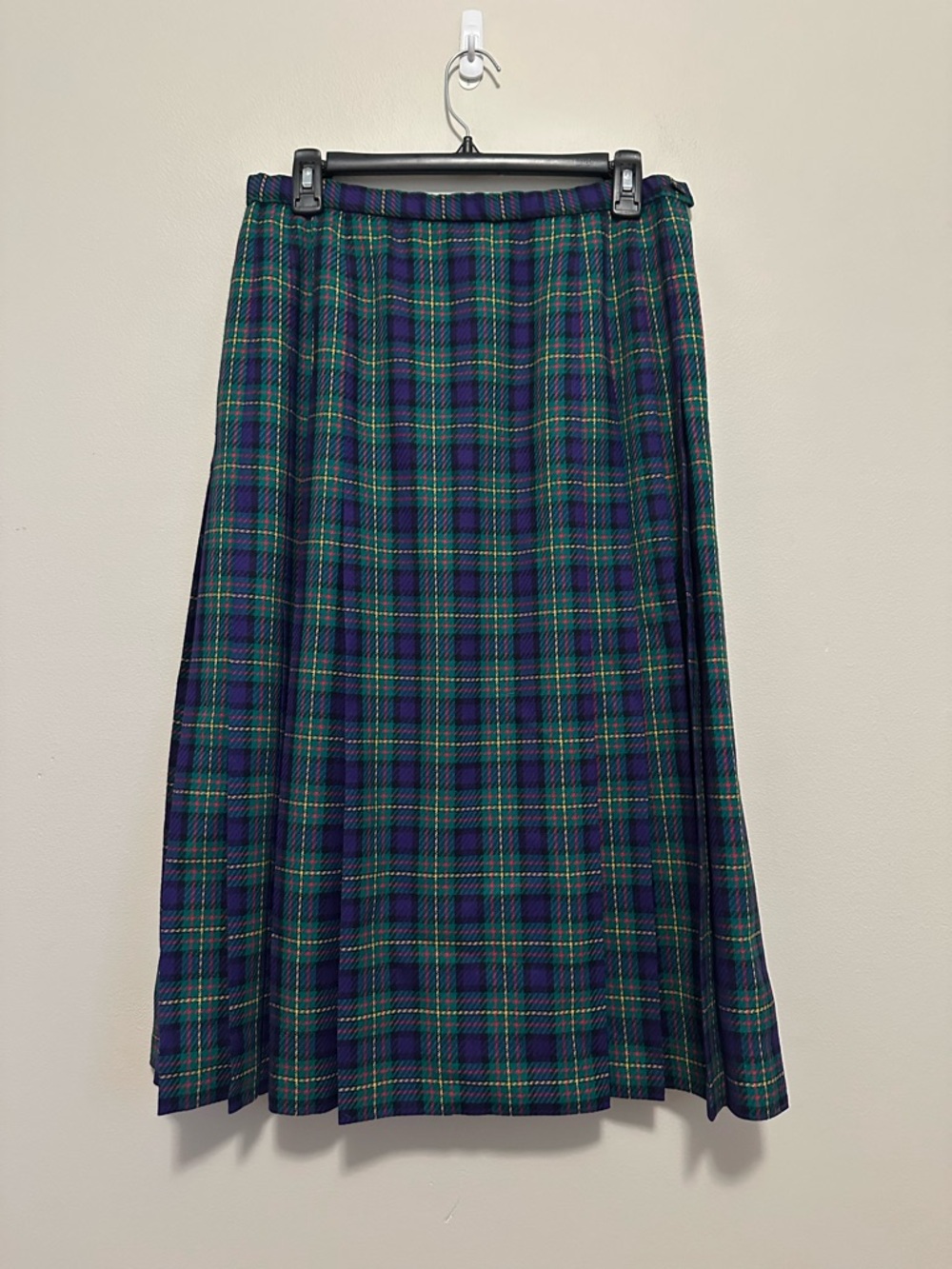 Pendleton Plaid Pleated Wool Skirt Size 14 Vintage Tartan USA Woolmark Preppy